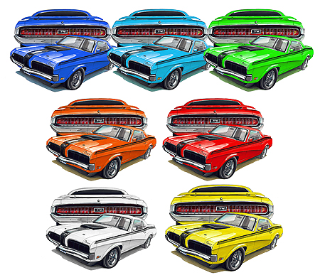 Maddmax Car Art 1969 Mercury Cougar Hardtop Full Color T-Shirt | Unisex, Heavy Cotton, Printed In USA - View #4